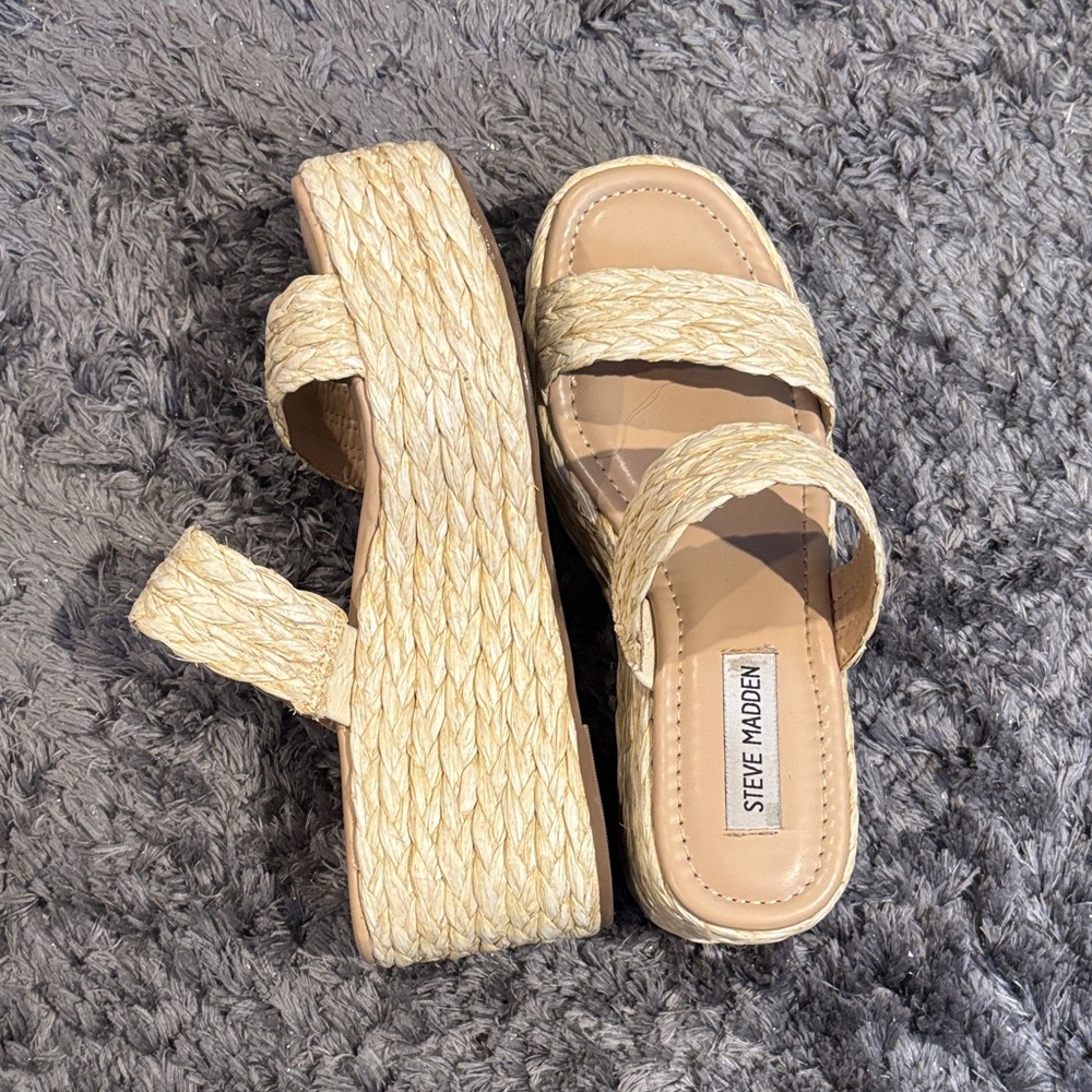 Steve Madden Cream Espadrille Platform Sandals